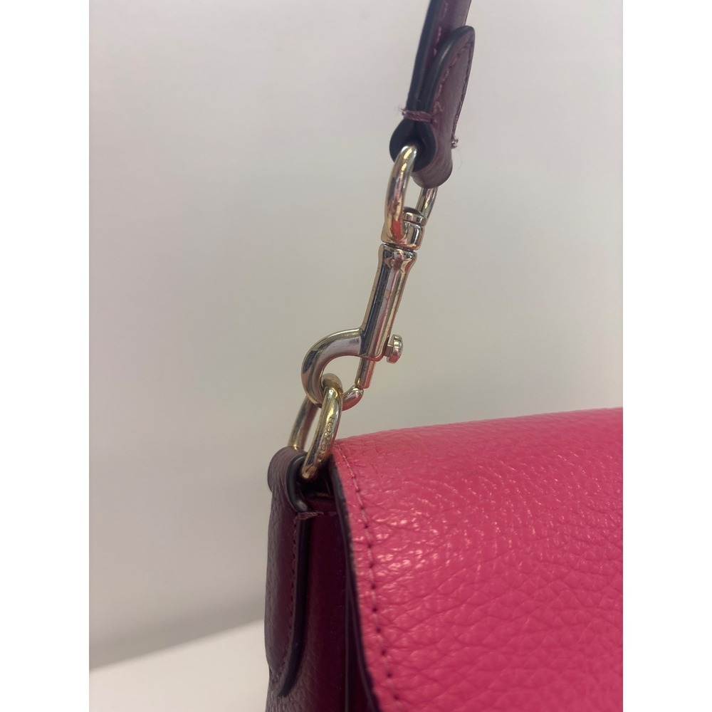Coach Jade Shoulder Bag Colorblock Pink Burgundy White Leather Crossbody 91028 - Picture 7 of 8